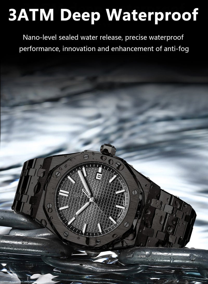 پوداجار ساعة  مضيئة مقاومة للماء للرجال كوارتز، ساعات يد رجالية - Image 5