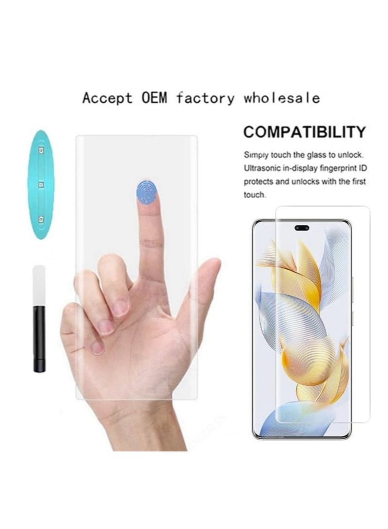 DUSALA For Honor 90 Pro Screen Protector UV Tempered Glass Full Cover the Screen 9H Hardness Anti-Scratch Anti-Shatter, Anti-Fingerprint Screen Protector for Honor 90 Pro 5G 2023 (UV Clear 2 Pack) - Image 3