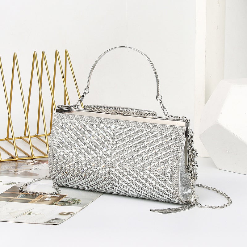 2023 New Dinner Clutch Diamond Striped Portable Banquet Bag Dress Bag Clutch Bag - Image 5