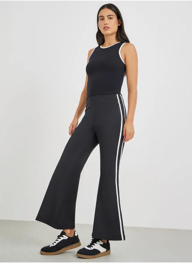 ستايلي Styli Fit and Flare Leggings with Side Stripes