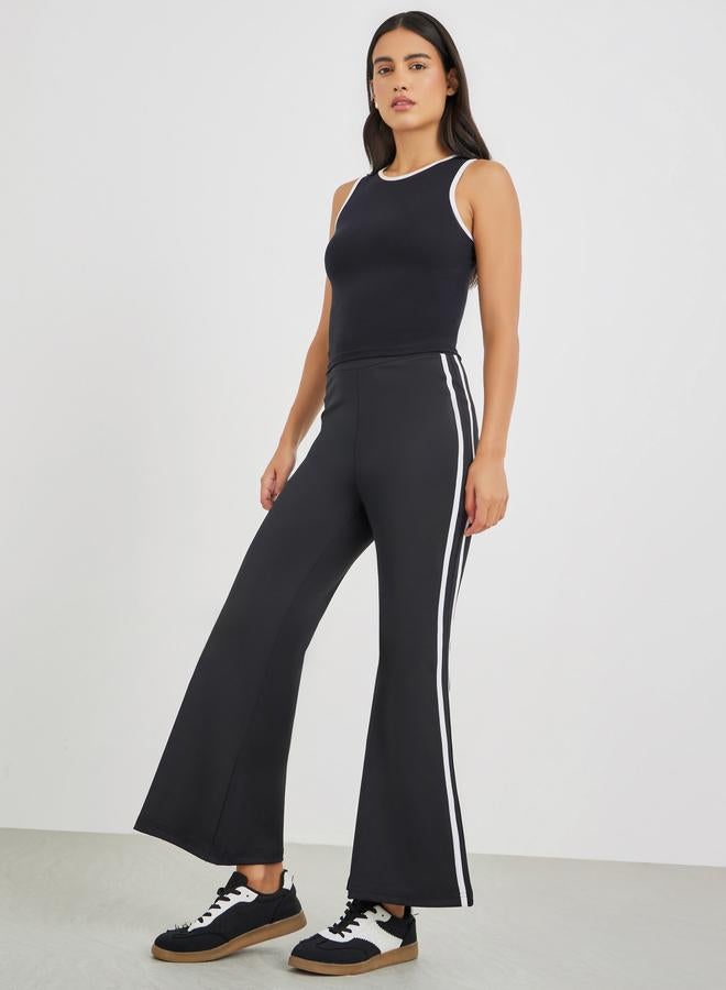 Styli Styli Fit and Flare Leggings with Side Stripes  - Image 1