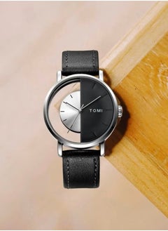 TOMI A unisex wrist watch with black leather strap for men and women from TOMI, the watch face size is 40 mm and the thickness is 9 mm  - Image 2