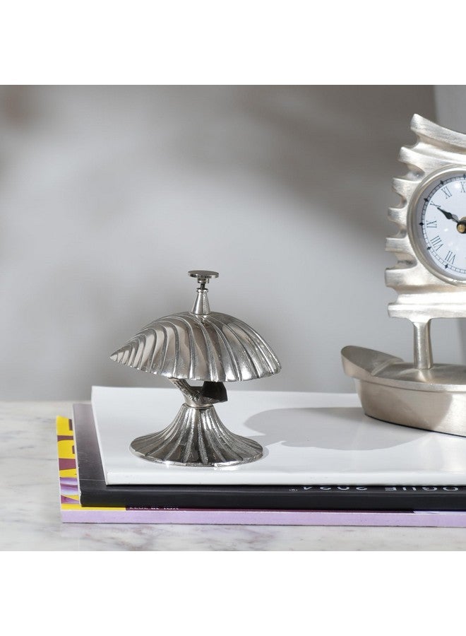 TrenDec Mushroom Look Desk Bell in Nickel Finish, Lightweight 0.220g | Elegant Aluminium Bell for Reception | Hotels and Home Décor | Reception Areas | Hospitals | Warehouses- 4.25 x 3.75 x 4.25 Inch - Image 1