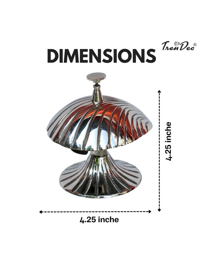 TrenDec Mushroom Look Desk Bell in Nickel Finish, Lightweight 0.220g | Elegant Aluminium Bell for Reception | Hotels and Home Décor | Reception Areas | Hospitals | Warehouses- 4.25 x 3.75 x 4.25 Inch - Image 4