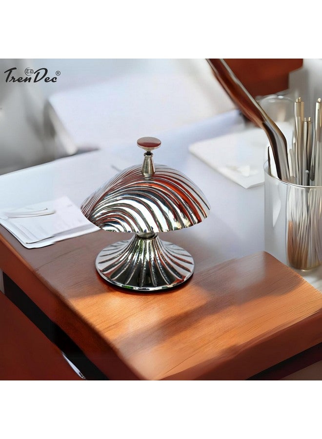 TrenDec Mushroom Look Desk Bell in Nickel Finish, Lightweight 0.220g | Elegant Aluminium Bell for Reception | Hotels and Home Décor | Reception Areas | Hospitals | Warehouses- 4.25 x 3.75 x 4.25 Inch - Image 2