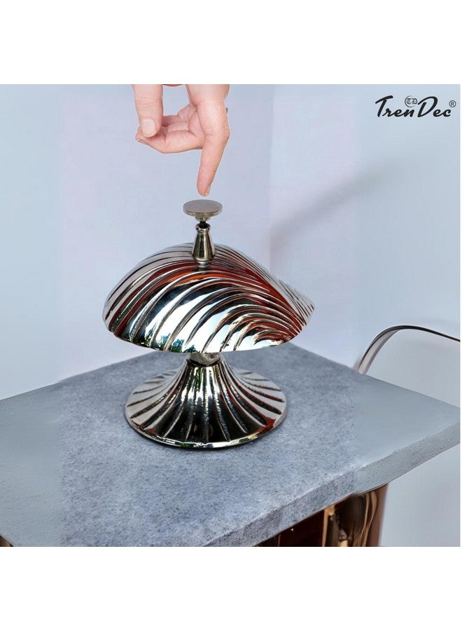 TrenDec Mushroom Look Desk Bell in Nickel Finish, Lightweight 0.220g | Elegant Aluminium Bell for Reception | Hotels and Home Décor | Reception Areas | Hospitals | Warehouses- 4.25 x 3.75 x 4.25 Inch - Image 3