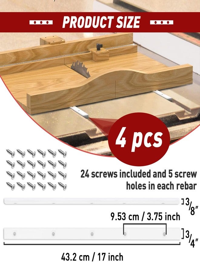 FixlyFido Crosscut Sled for Table Saw - Premium UHMW Plastic - 3/4" X 3/8" X 17" - Predrilled Holes and Screws - Ideal for U Tracks, Woodworking, Miter Slots, Router Table, Bandsaws - 4 Bars Included - Image 2