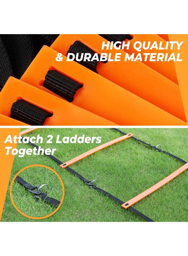 GHB GHB Pro Agility Ladder Soccer Kick Trainer Set 20ft 12 Rung10 Cones and 4 Stakes Speed Agility Football Training Equipment with Carrying Bag (Orange)  - Image 3