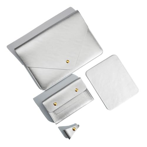 Benfan Laptop Sleeve Compatible with 2024 13inch MacBook Air M3 A3113, 13 MacBook Pro M2, Surface Pro 3 4 5 6 7, Dell XPS 13 with Small Pouch, Mouse Pad and Cord Holder Color Silver - Image 1
