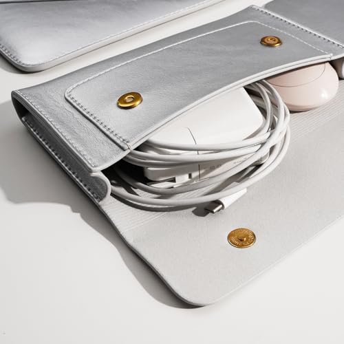 Benfan Laptop Sleeve Compatible with 2024 13inch MacBook Air M3 A3113, 13 MacBook Pro M2, Surface Pro 3 4 5 6 7, Dell XPS 13 with Small Pouch, Mouse Pad and Cord Holder Color Silver - Image 4