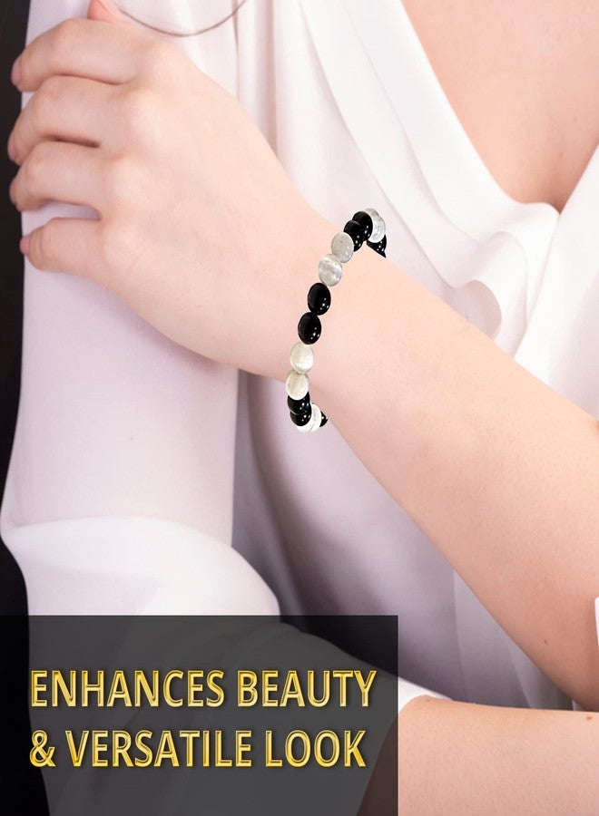 ANAYA AGATE Natural Selenite Black Tourmaline Bracelet - Genuine Healing Crystal Bracelet for Women and Men - 8mm Beaded Bracelet for Chakra Energy Crystal Stones - Elastic Adjustable Size Gemstone Bead Bracelet - Image 5