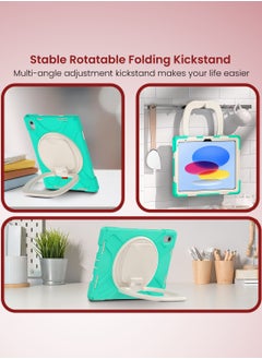 Moxedo Moxedo Shockproof Rugged Protective Colorful Case with 360 Rotating Kickstand, Shoulder Strap, Pen Holder for Kids Compatible for iPad 10th Generation 10.9 2022 (Mint Green)  - Image 5