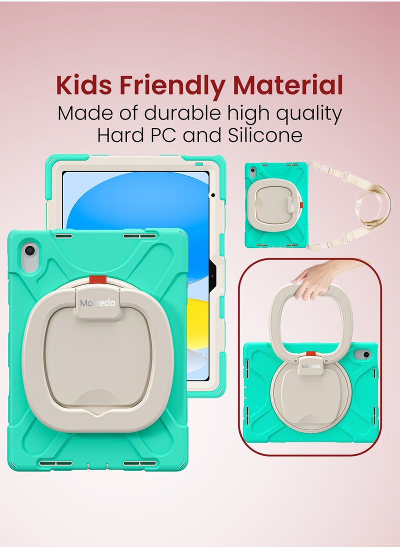 Moxedo - Moxedo Shockproof Rugged Protective Colorful Case with 360 Rotating Kickstand, Shoulder Strap, Pen Holder for Kids Compatible for iPad 10th Generation 10.9 2022 (Mint Green) - Image 1