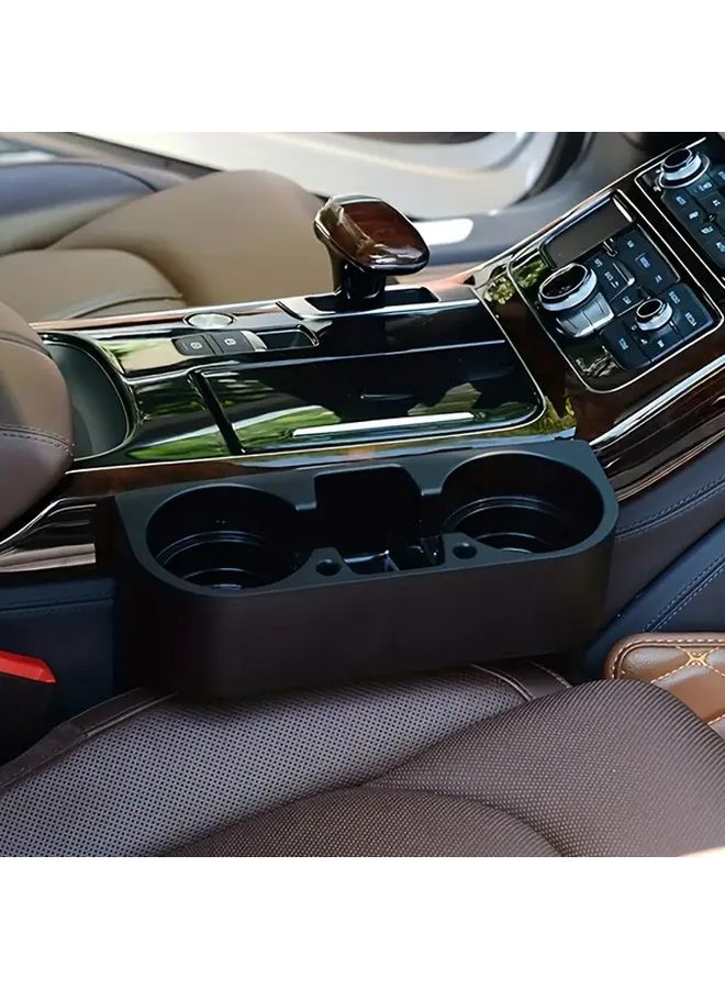 Beige Car Cup Holder Passenger Seat Organizer Phone Mount Storage Box Gap Drink Holder - Image 5