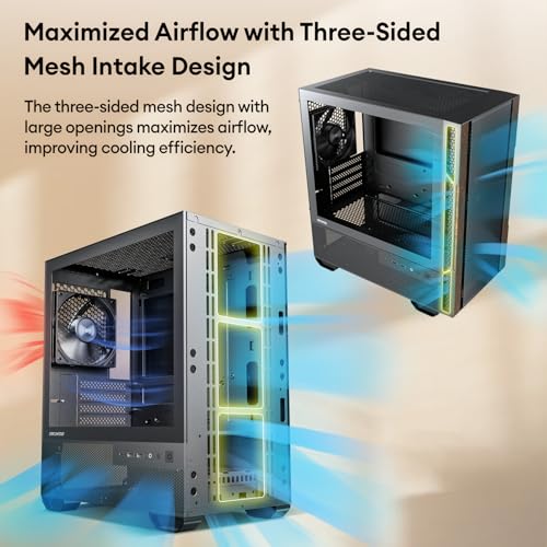 Okinos Genuine Walnut Wood Micro ATX Case, MATX PC Case with 4 × 120mm 3 Pin Non-PWM Case Fans Pre-Installed, Temper Glass Side Panel, with Type-C, Black, Cypress 3 Wood - Image 4