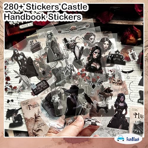 FunBlast Kawaii Sticker Set - 4 Packets, 280+ Stickers for Kids, Castle Handbook Stickers Retro Decorative Sticker, Self Adhesive, Japanese Style (Multicolor) - Image 2