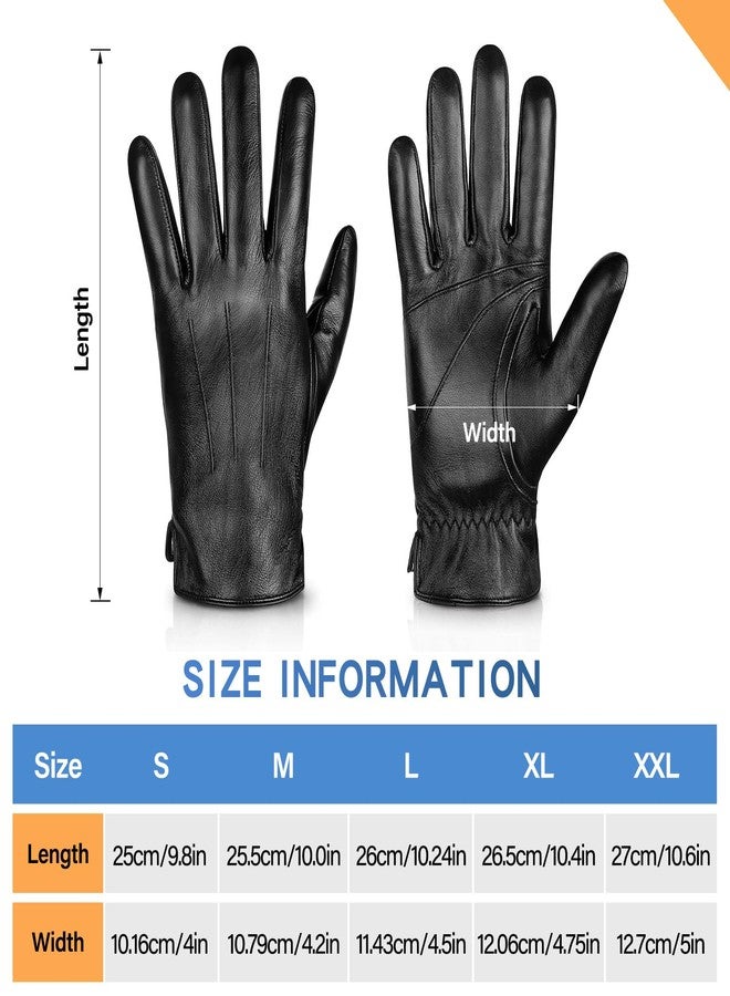 Alepo Genuine Sheepskin Leather Gloves for Men, Winter Warm Touchscreen Texting Cashmere Lined Driving Motorcycle Gloves, Black, S - Image 5