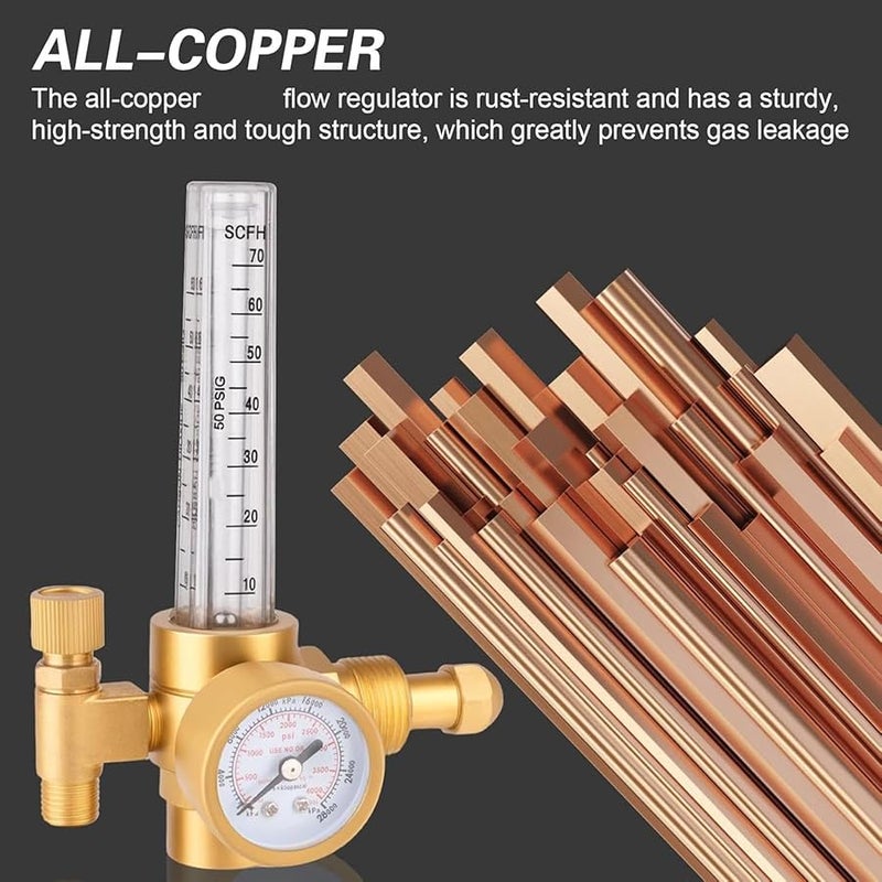 Brass CGA 580 TIG Welding Helium Regulator Industrial Grade Pressure Control - Image 4