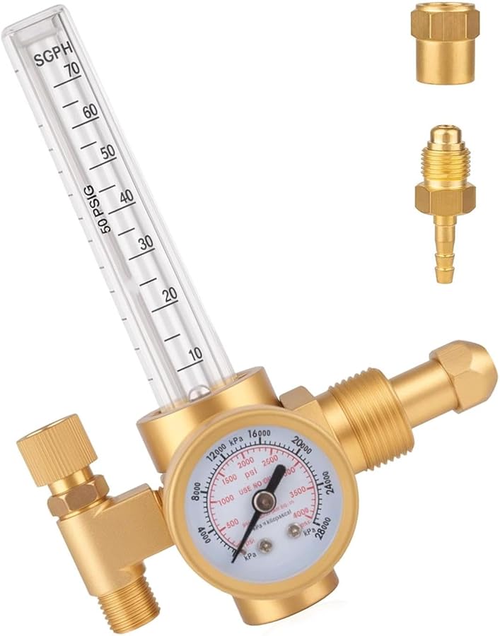 Brass CGA 580 TIG Welding Helium Regulator Industrial Grade Pressure Control - Image 2