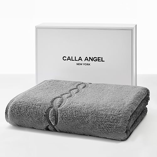 Calla Angel Superior 1000 Gram Grey Egyptian Cotton Oversize 63 x 31 Bath Towel, 1 Piece, Gray Towel Gray Chain - Image 5