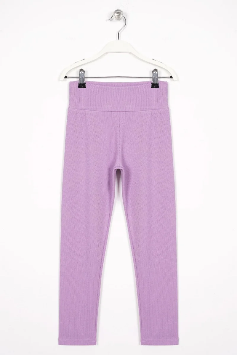 زيبكيدز Ribbed Lilac Color Girls Tights