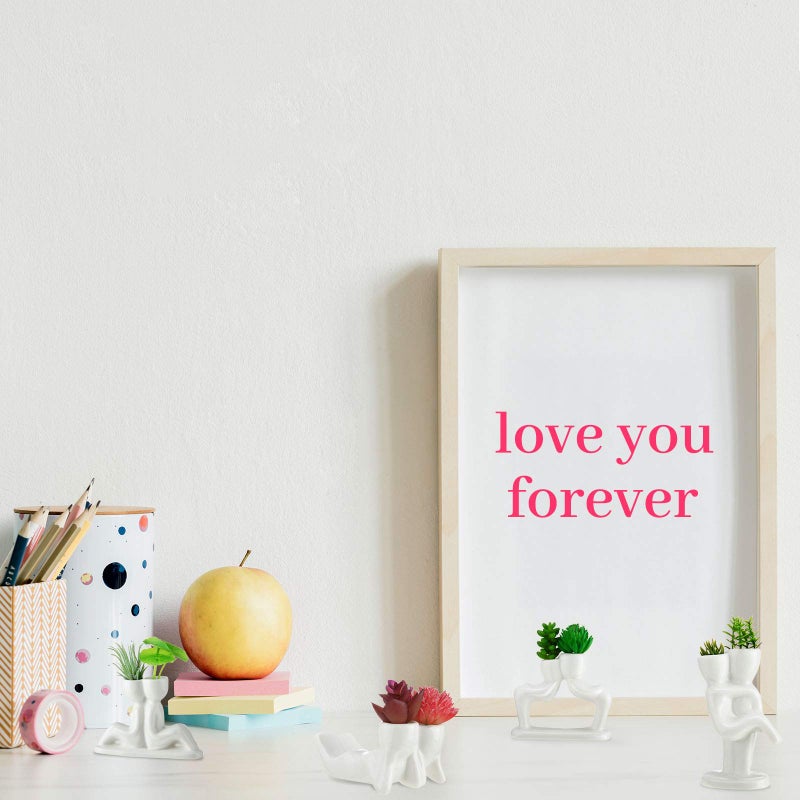 Potchen 4 Pieces Ceramic Air Planters Holder People Head White Cute Table Top Display for Air Plants Lovers DIY Decoration Home Office Holiday (Lovers Style) - Image 3