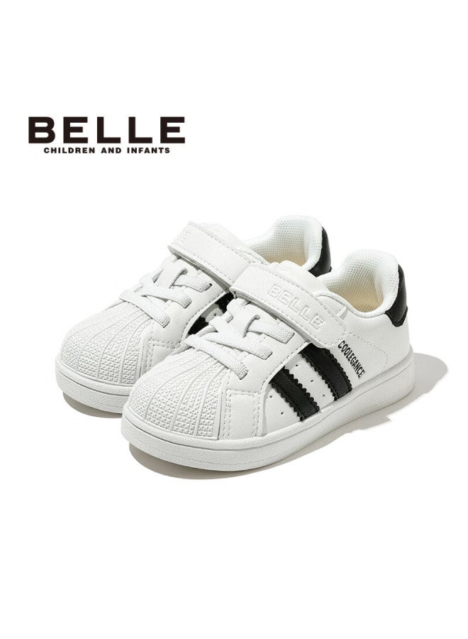 Belle Kids Sports Shoes Children's Sneakers Baby Casual Shoes Autumn White Black Size 27 - Image 1