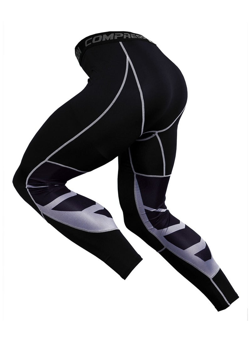 CompressionZ Men Quick Dry Breathable Sports Pants Black/Grey - Image 2