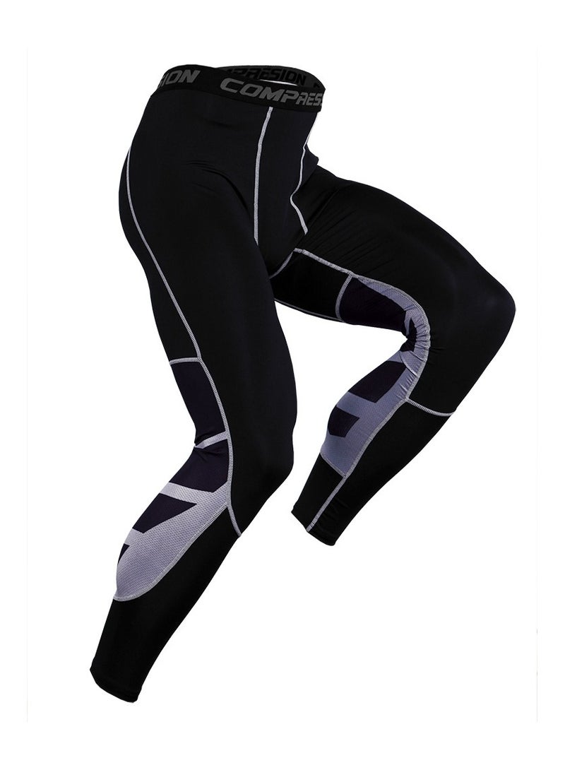CompressionZ Men Quick Dry Breathable Sports Pants Black/Grey - Image 1