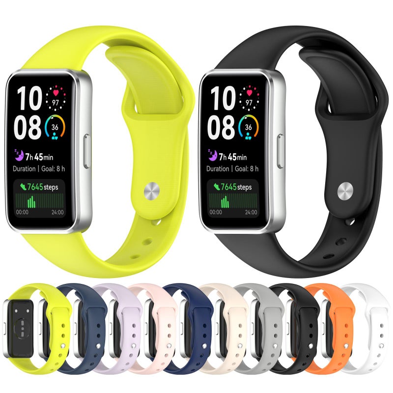 erorex For Huewei Band 10 / 9 / 8 Reverse Buckle Glossy Silicone Watch Band(Black) - Image 5