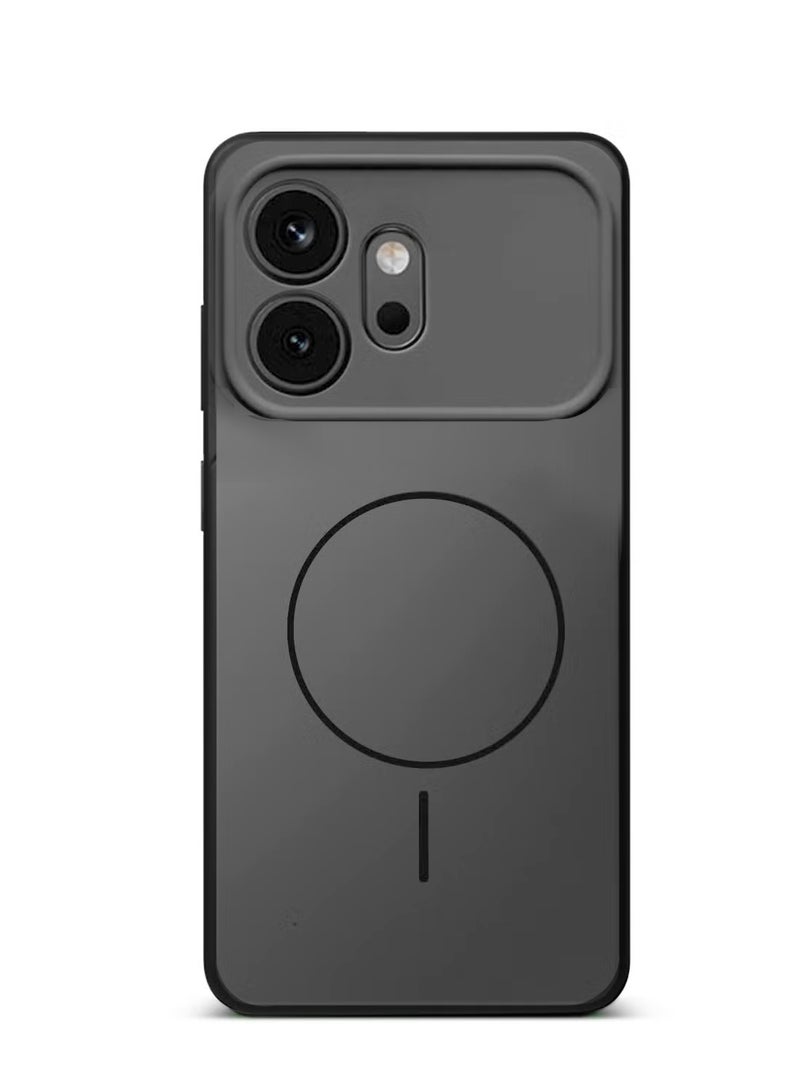 Honor 600 5G 2026 Premium Liquid Silicone Compatible With Thin Magsafe Ring Case Cover (MCMPMN) - Black