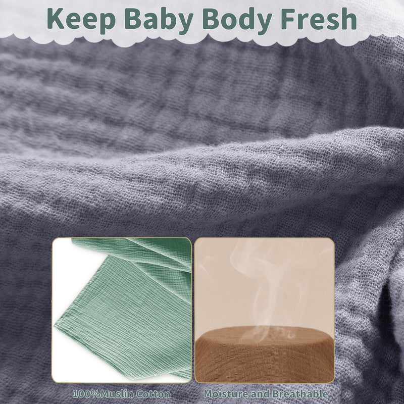 GUNTAIL Muslin Swaddle Blankets for Newborn, 2 Pack Breathable Soft Receiving Blanket, Large 41 x 41 inches Swaddle Wrap Burping Clothes, Essentials Infant Shower Items. (Gray & Green) - Image 5