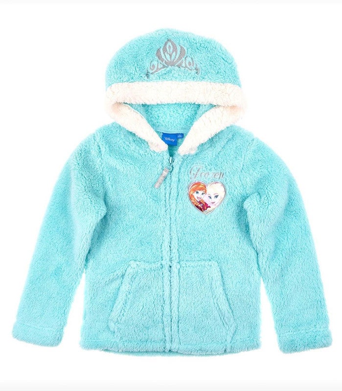 ديزني سترة رياضية بغطاء رأس من الفرو الأزرق الجليدي بتصميم إلسا من ديزني فروزن للبنات. من إنتاج كيدز تي في. - Image 1