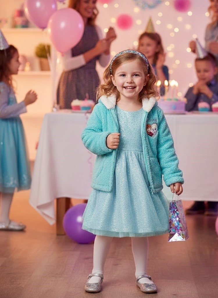 ديزني سترة رياضية بغطاء رأس من الفرو الأزرق الجليدي بتصميم إلسا من ديزني فروزن للبنات. من إنتاج كيدز تي في. - Image 2