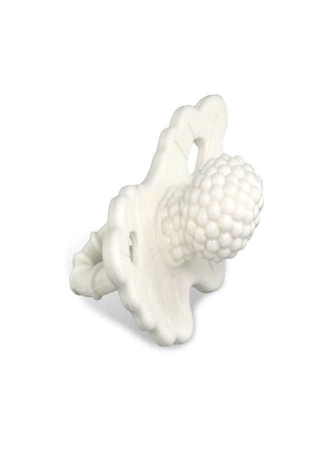 RaZbaby RaZberry Silicone Baby Teether Toy - Berrybumps Soothe Babies Sore Gums - Infant Teething Toy - Hands Free Design - BPA Free - Easy-to-Hold Design - Teething Relief Pacifier - Coconut - Image 1