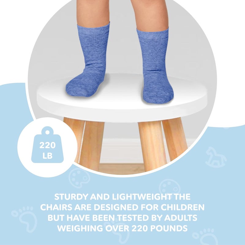 Cateam Wooden Step Stool for Kids and Toddlers - Set of 2 - White - Kids Stool with Extendable Legs - Sensory Table Stool - Round Stool for Kids with Leveling Feet - Image 5