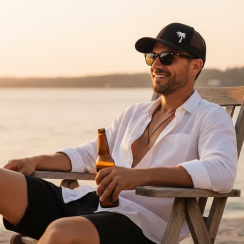 LINDO Trucker Hat [ Palm Tree - Black ] - Image 3