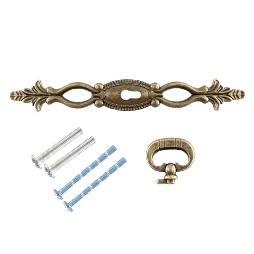 AUXBC 2PCS 6.3”/160mm Antique Cabinet Drawer Pulls, Vintage Style Bronze Cabinet Handle Pulls Decorative Cabinet Knobs for Cupboard Cabinet, Dresser, Drawer, Wardrobe(3 mounting Hole) - Image 3