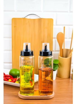 Set of 2 500 ml Drip-Proof Smart Glass Oil and Vinegar Bowls with Wooden Stand - pzsku/Z693159ED36FDBD6E9DE8Z/45/_/1725725482/eac2a71a-044b-4a51-80b3-eb2785170ad4