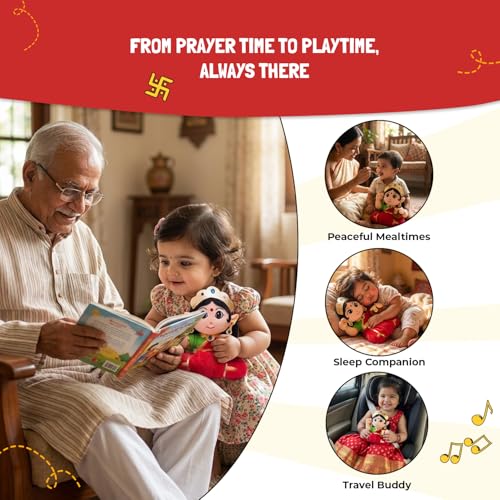 Panda's Box Mantra Chanting Devi Lakshmi | As Seen on Shark Tank | Interactive Musical Soft Stuffed Plush Toy | Non-Toxic, Safe | Best Birthday Gift for Newborn Kids (Boys, Girls) | Small - 22 CM - Image 5