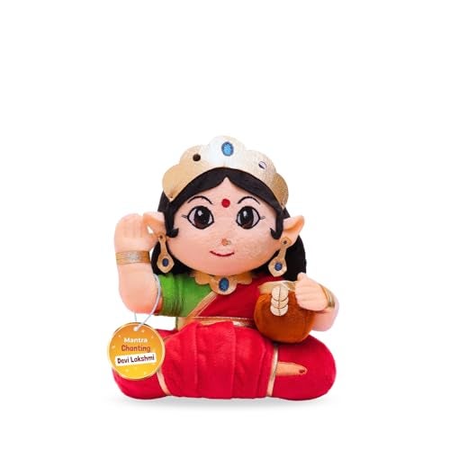 Panda's Box Mantra Chanting Devi Lakshmi | As Seen on Shark Tank | Interactive Musical Soft Stuffed Plush Toy | Non-Toxic, Safe | Best Birthday Gift for Newborn Kids (Boys, Girls) | Small - 22 CM - Image 1