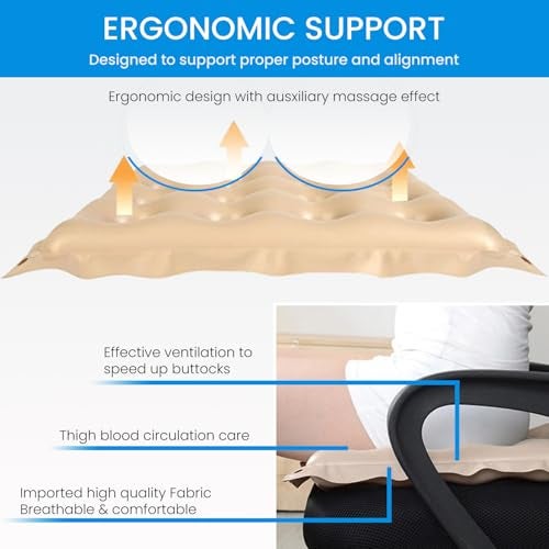 EASYCARE® Air Inflatable Seat Cushion with Pump | Premium Polymer Soft Chair Pad for Office, Wheelchair & Travel | Non-Slip, Pain Relief, Daily Use - Image 3