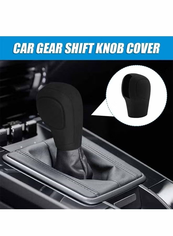 YJ 2PCS Car Gear Shift Knob Cover, Gear Shift Knob Cover Car Protect Accessories, Car Shift Protector Cover Protector, Silicone Automatic Gear Shift Knob Cover Universal for Most Cars - Image 3