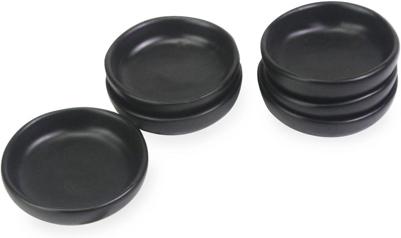 roro Handmade Small Ceramic Sauce  Butter Bowls Round Shape 3Inch Diameter SemiMatte Black Finish Set of 6 - Image 1