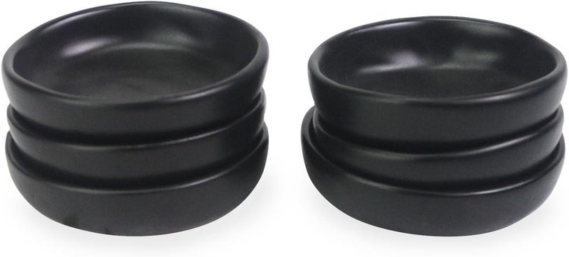 roro Handmade Small Ceramic Sauce  Butter Bowls Round Shape 3Inch Diameter SemiMatte Black Finish Set of 6 - Image 2