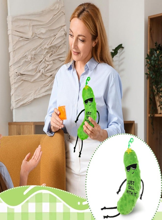 دمية مخلل موشن شيك التشجيعية، دمى خيار إيجابية، دمية طعام مرحة، دمية ناعمة للنساء والرجال والأصدقاء وزملاء العمل كهدية - Image 5