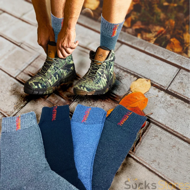 اسينتي Men's Socks Thermal Socks Long Towel Socks Colorful Winter Socks