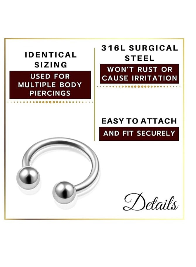 BForbidden Body Jewelry Horseshoe Septum Rings Internally Threaded Small Nose Hoop Surgical Steel 2 pieces