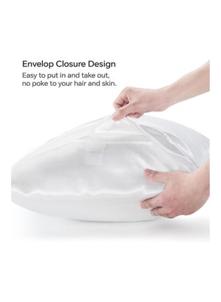 MahMir® Silky Satin Pillowcase for Hair and Skin Queen - White Silk Pillowcase 2 Pack 76L x 51W CM (30x20 Inches) - Satin Pillow Cases Set of 2 with Envelope Closure (2pcs White) - view 2