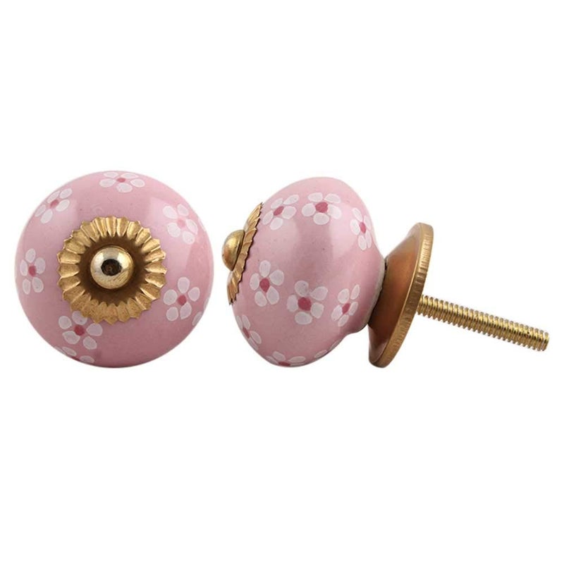 Indian-Shelf IndianShelf 2 Piece Pink Knobs Ceramic Knob Flower Drawer Pull Handles 381 cm Door Pulls 